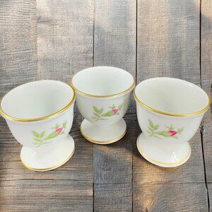 Fürstenberg Rose Eierbecher Fine German Porcelain Egg Cup Flower Pattern Set 3